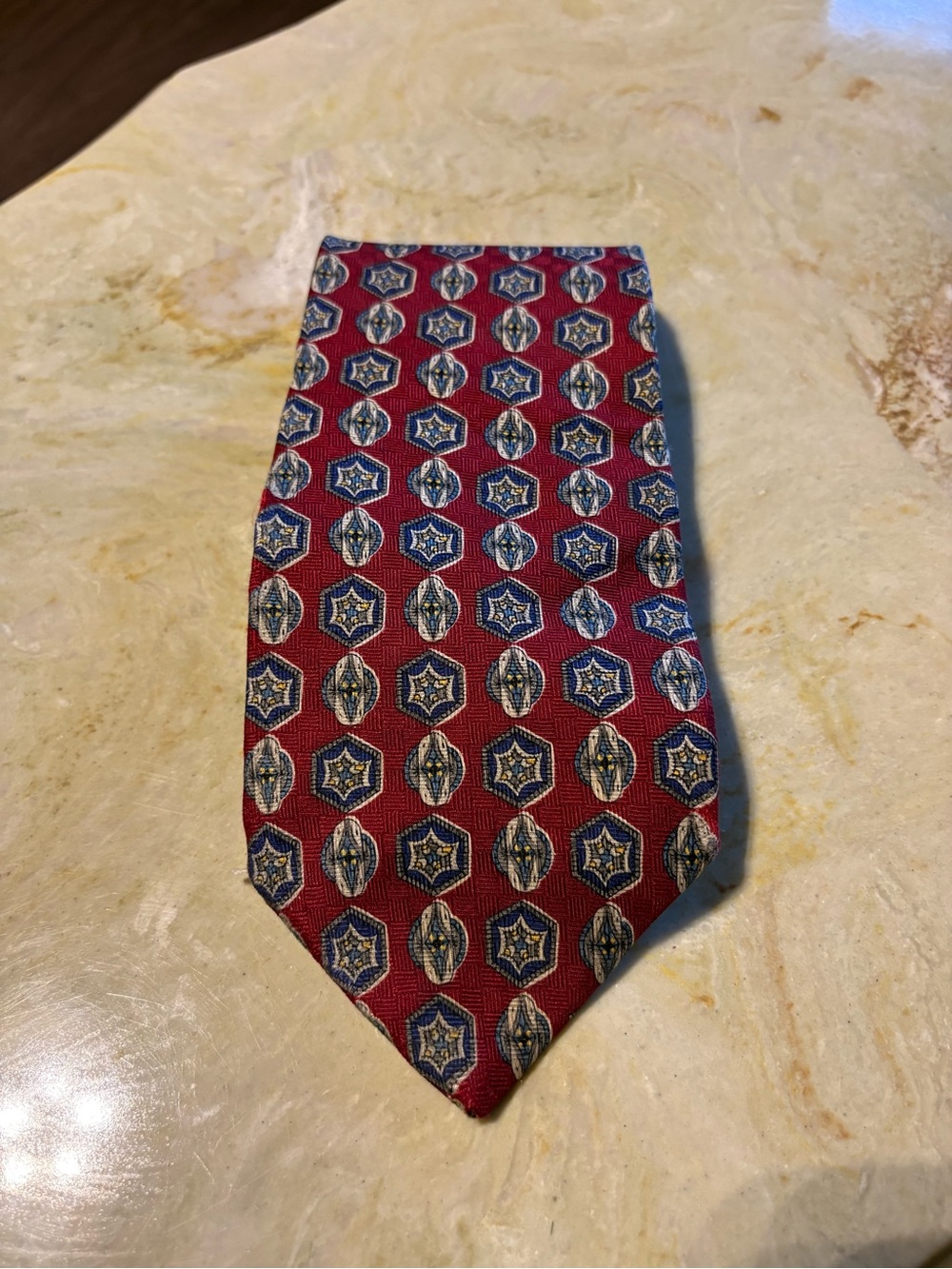 Pierre Balmain Geometric Silk Tie in Red & Blue